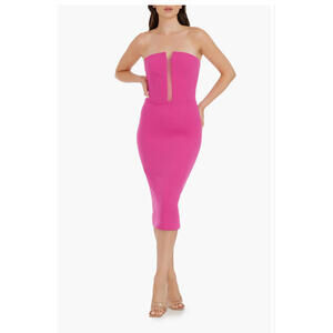 NWT Dress The Population Pink Fuchsia Erica Strapless Cocktail Dress Large $168